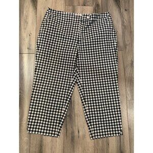 Talbots Womans 12 Stretchy Black and White Checkered Plaid Cropped Pants